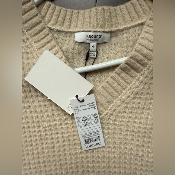 B. Young Bimisha Slipover Knit Intentions Sweater Top Cap Sleeves Birch XSmall - Picture 6 of 9